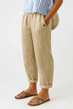 Pantalon à Jambe Large Taille Élastique en Lin pour Femme - Emilia Lane