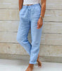Pantalon Décontracté Taille Haute en Coton et Lin pour Femme - Emilia Lane