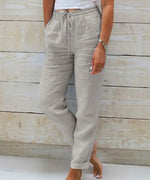 Pantalon Large en Coton et Lin Taille Élastique pour Femmes - Emilia Lane