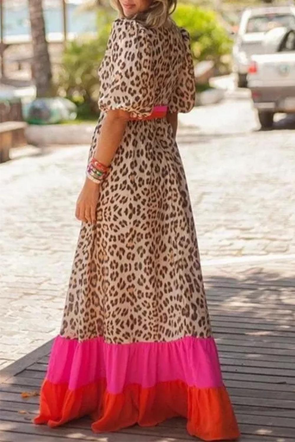 Robe Maxi Imprimé Léopard pour Femmes