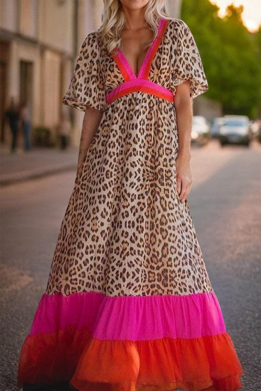Robe Maxi Imprimé Léopard pour Femmes