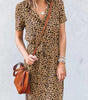 Robe Midi à Col en Imprimé Léopard