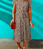 Robe Midi à Col en Imprimé Léopard