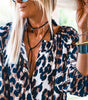 Robe Chemise Imprimé Léopard à Manches Bouffantes