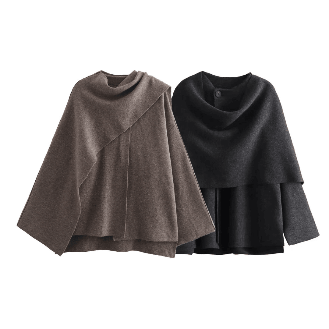 Poncho Asymétrique en Laine pour Femme - Emilia Lane