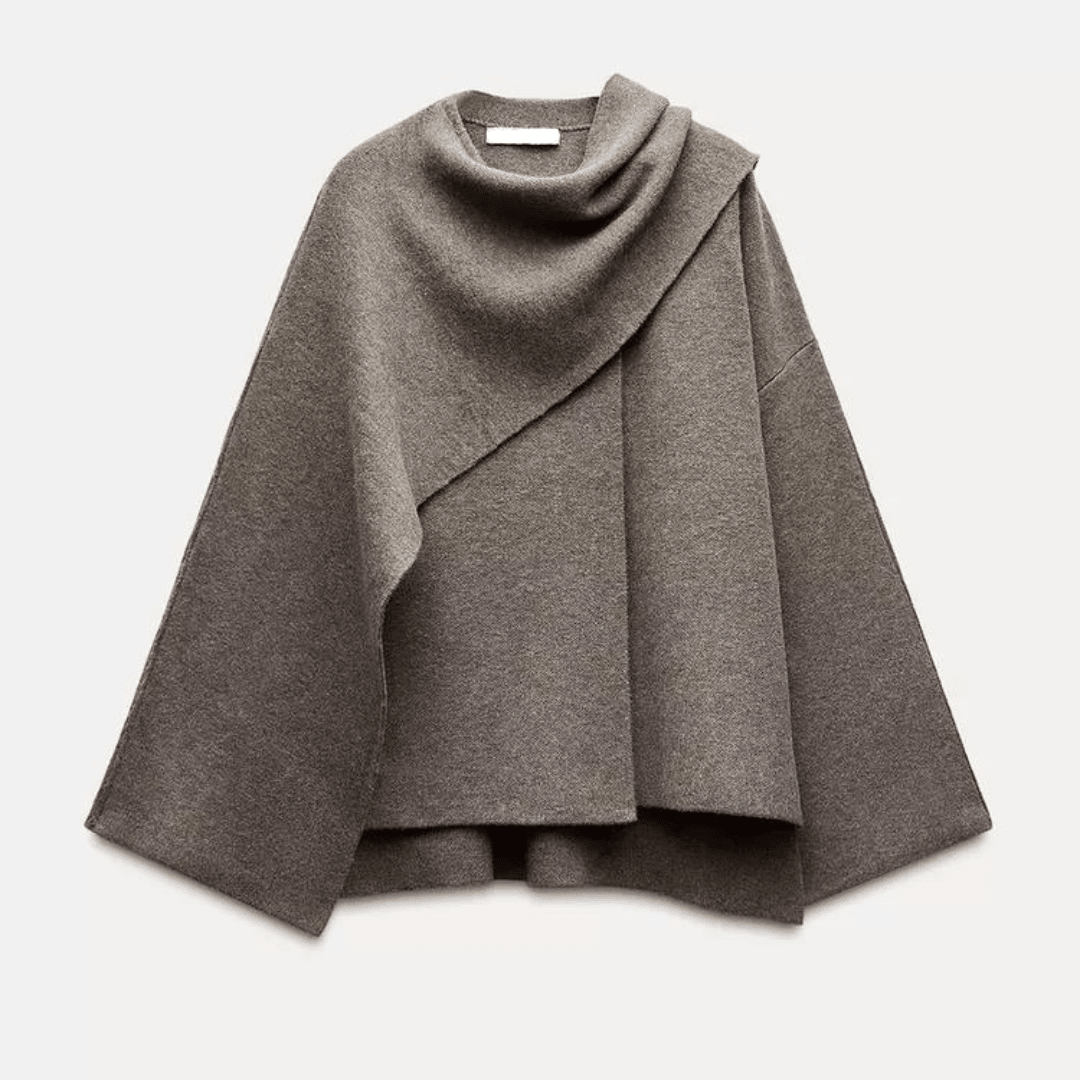 Poncho Asymétrique en Laine pour Femme - Emilia Lane