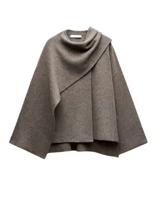 Poncho Asymétrique en Laine pour Femme - Emilia Lane