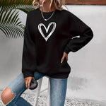 Pull col rond à manches longues avec impression cœur pour Femme - Emilia Lane