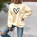 Pull col rond à manches longues avec impression cœur pour Femme - Emilia Lane