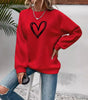 Pull col rond à manches longues avec impression cœur pour Femme - Emilia Lane