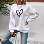 Pull col rond à manches longues avec impression cœur pour Femme - Emilia Lane