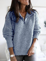 Pull en Tricot à Col Montant avec Fermeture Éclair pour Femme - Emilia Lane
