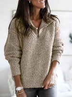 Pull en Tricot à Col Montant avec Fermeture Éclair pour Femme - Emilia Lane