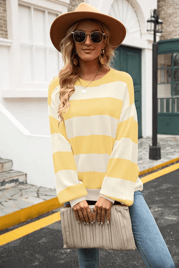 Pull - over en maille avec rayures pour Femme - Emilia Lane