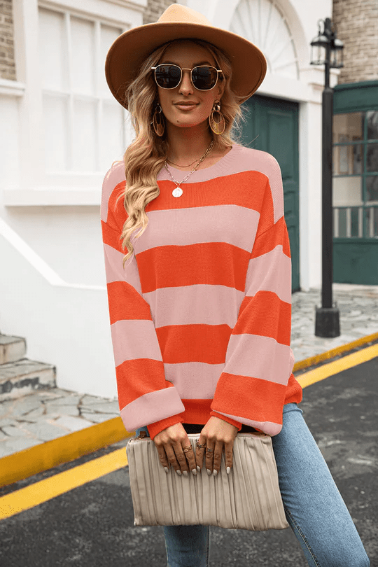 Pull - over en maille avec rayures pour Femme - Emilia Lane