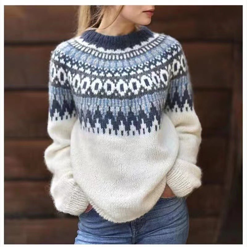 Pull - over Hiver Motif Nordique pour Femme - Emilia Lane