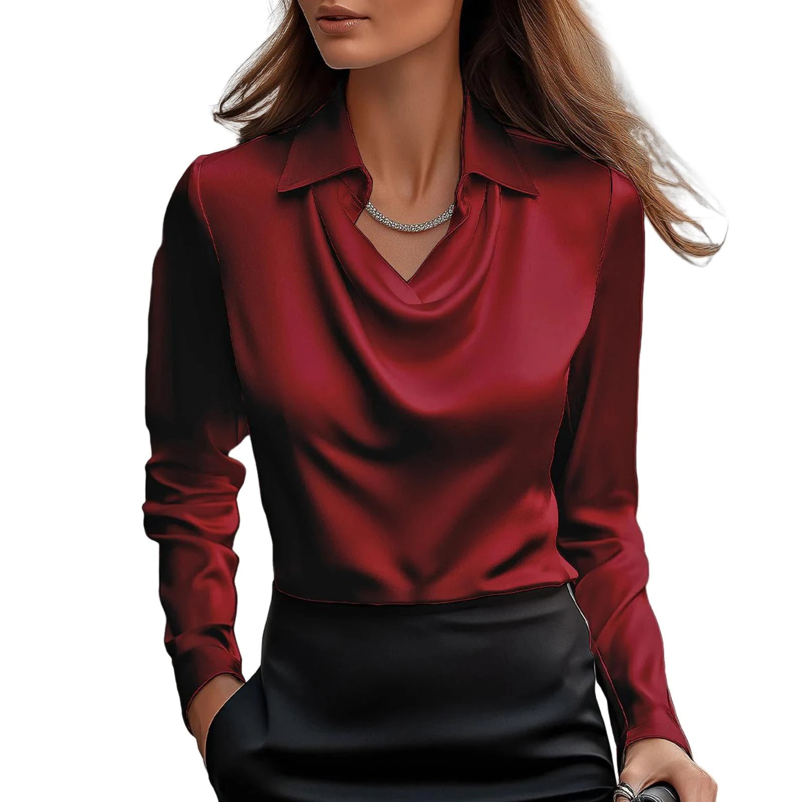 Blouse satinée pour femmes