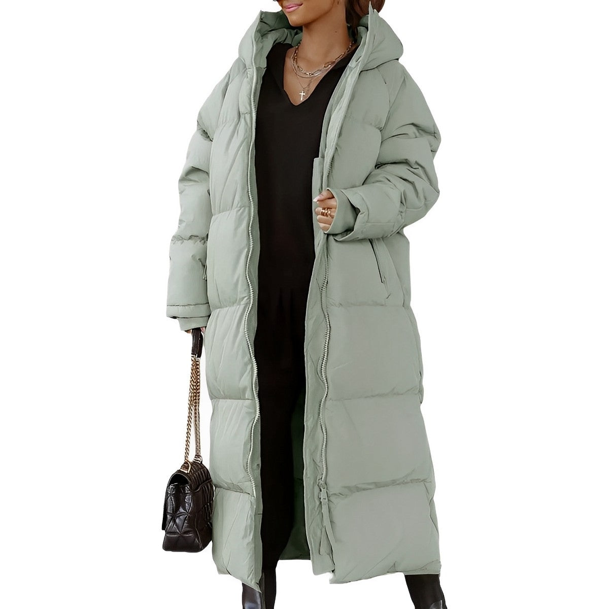 Manteau Long Décontracté à Capuche pour Femmes
