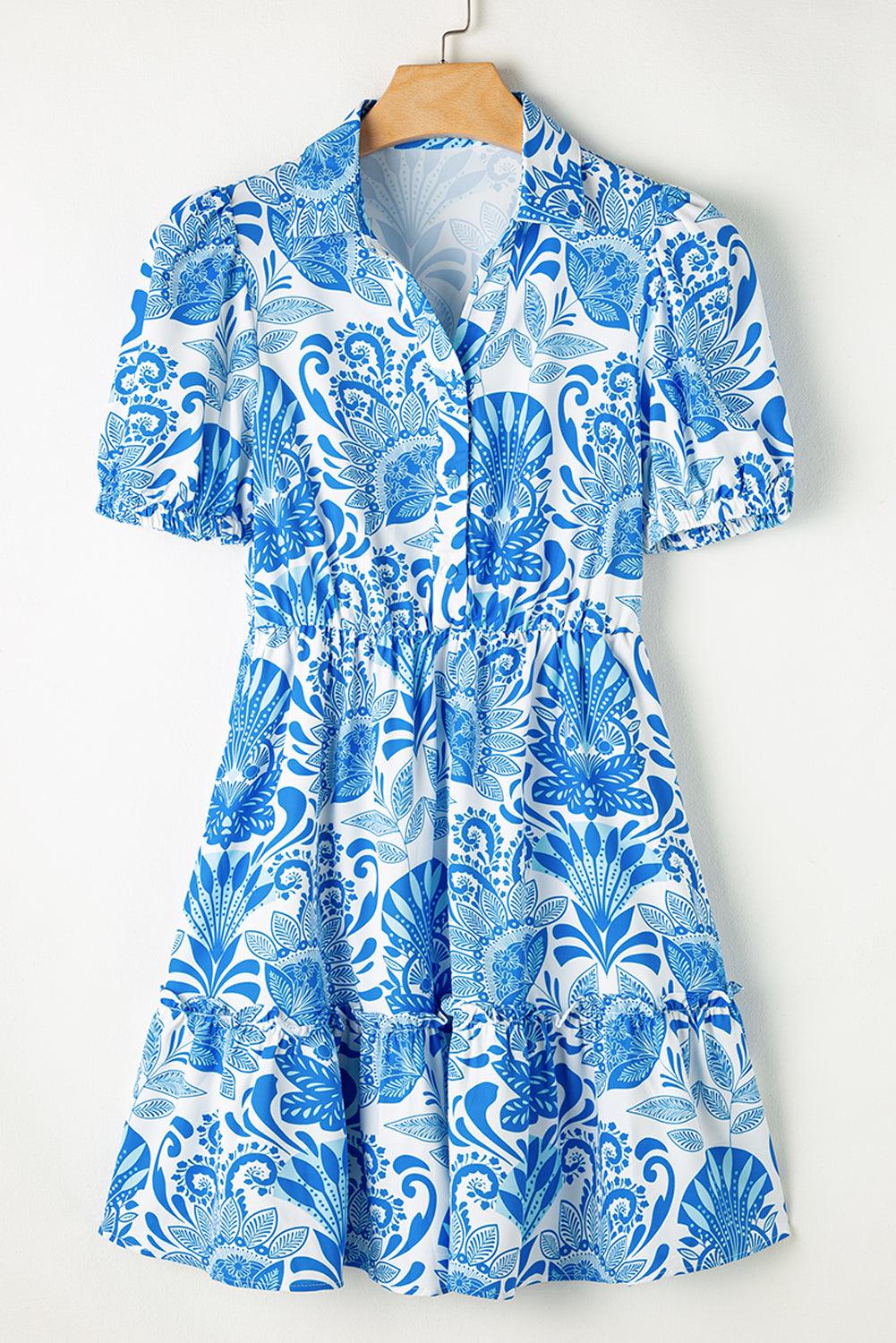 Robe Mini à Imprimé Floral Rétro pour Femmes