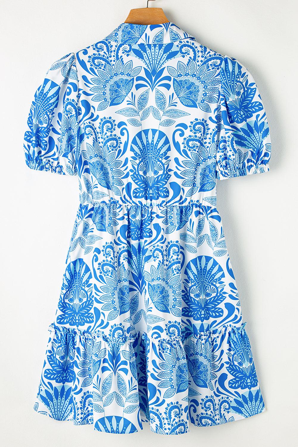 Robe Mini à Imprimé Floral Rétro pour Femmes