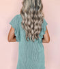 Robe Mini à Manches Volantes en Côtelé