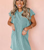 Robe Mini à Manches Volantes en Côtelé