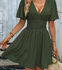 Robe à décolleté en V et manches à volants pour Femmes - Emilia Lane