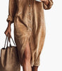 Robe Chemise en Velours Côtelé Mi - Longue pour Femme | Idéale pour le Quotidien - Emilia Lane