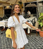 Robe Courte en Coton Embroide à Manches Bouffantes pour Femmes - Emilia Lane