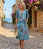 Robe Longue à Manches Courtes et Encolure en V pour Femme | Idéale pour l'Été
