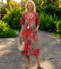 Robe Longue à Manches Courtes et Encolure en V pour Femme | Idéale pour l'Été