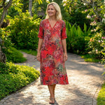 Robe Longue à Manches Courtes et Encolure en V pour Femme | Idéale pour l'Été
