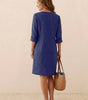 Robe Droite Femme en Lin et Coton avec Boutons et Poches - Emilia Lane