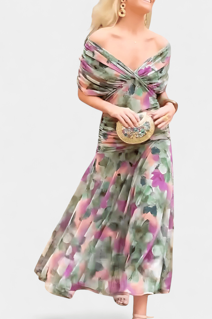 Robe Élégante Vert Foncé Col V Profond - Emilia Lane