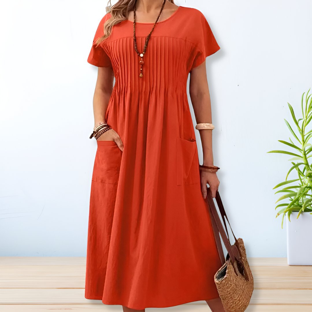 Robe en coton et lin pour femmes - Emilia Lane