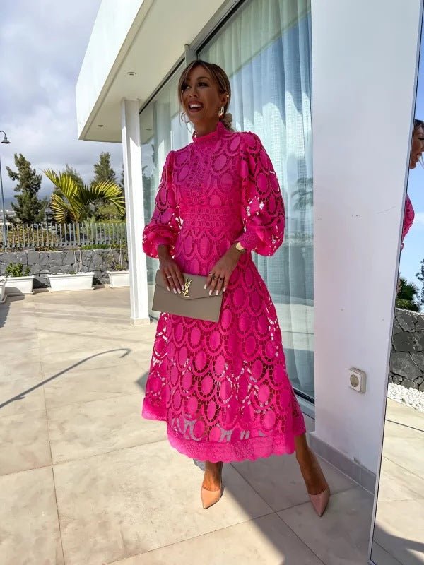 Robe en Dentelle avec Col Montant pour Femmes - Emilia Lane