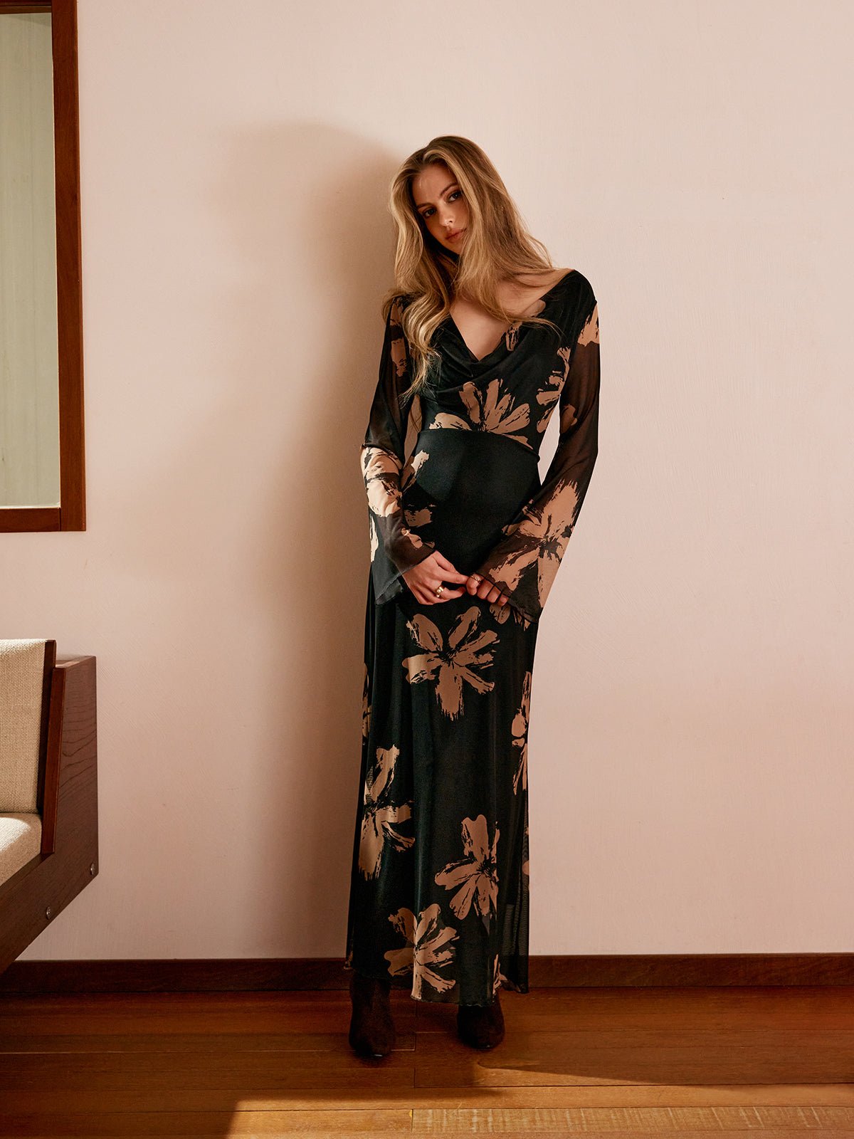 Robe imprimée à col bénitier pour Femmes - Emilia Lane
