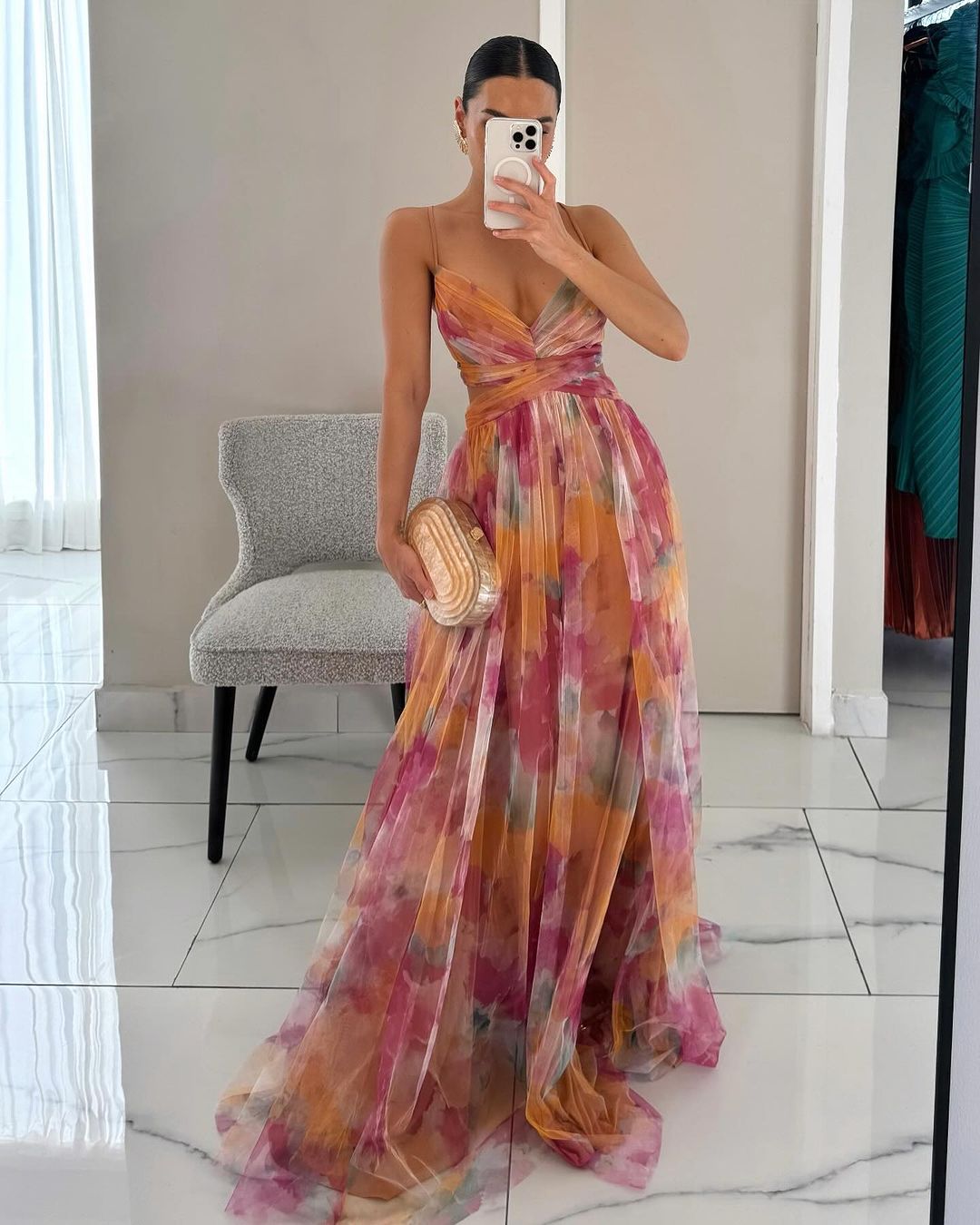 Robe longue à bretelles pour femmes