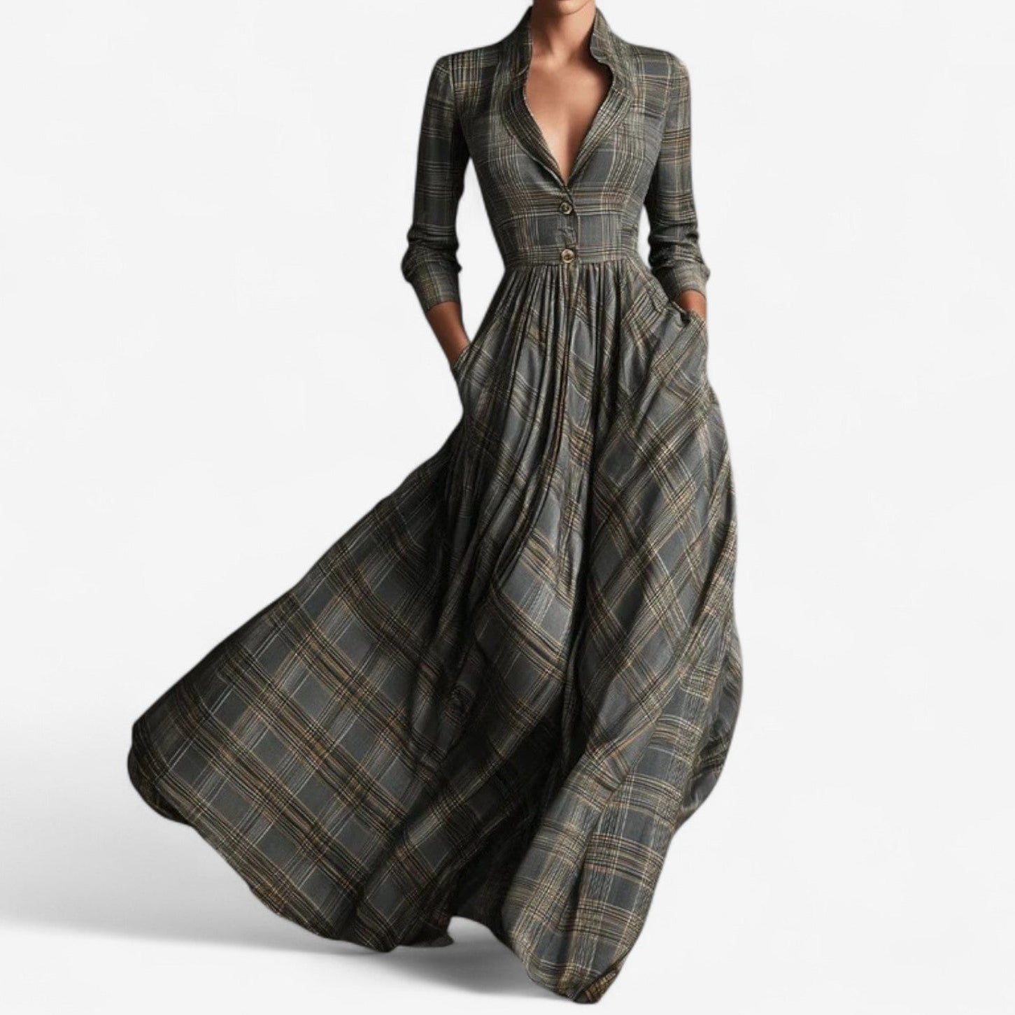 Robe longue à carreaux pour femmes - Emilia Lane