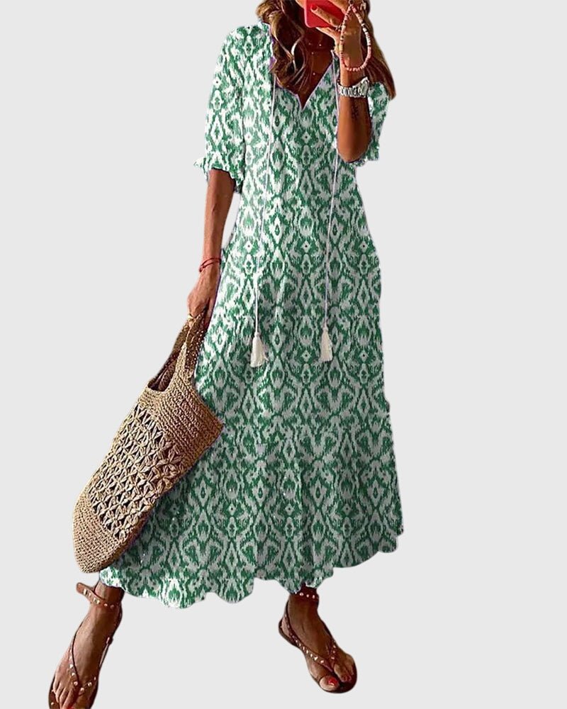 Robe Longue à Col V pour Femmes - Emilia Lane