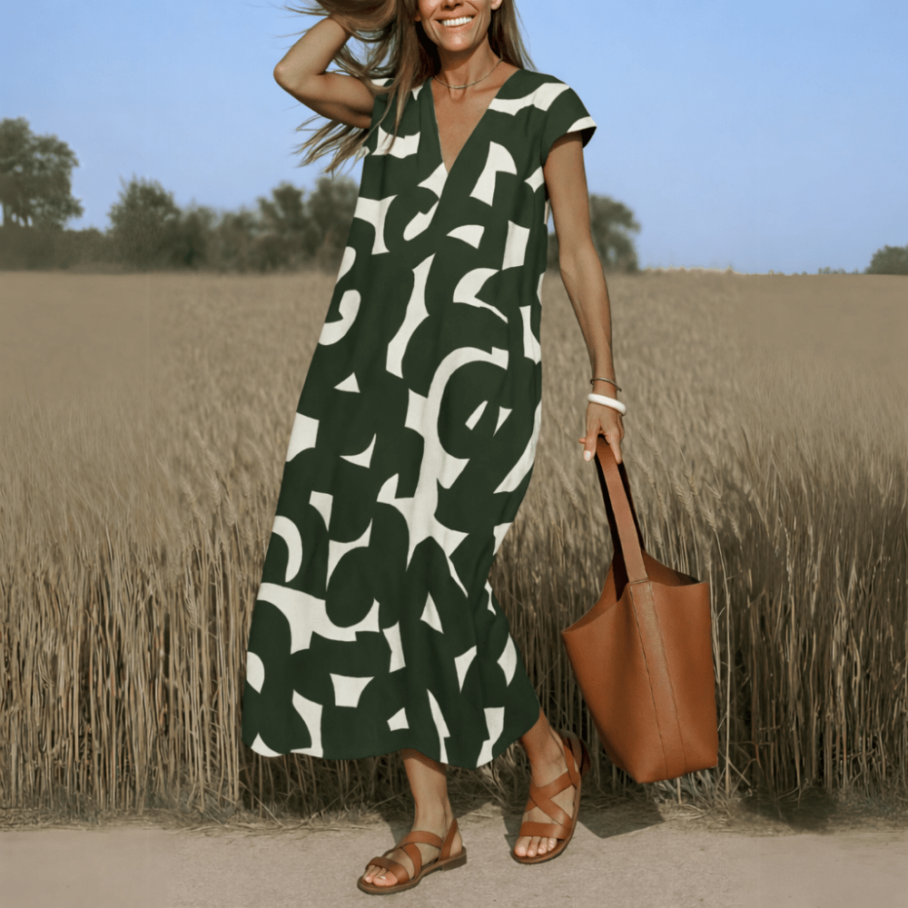Robe Longue à Imprimé Géométrique pour Femme | Idéale pour l'Été - Emilia Lane