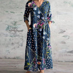 Robe longue à imprimé rétro pour femmes - Emilia Lane