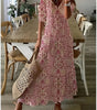 Robe longue à motifs à col V pour femmes - Emilia Lane