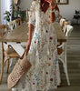 Robe longue à motifs à col V pour femmes - Emilia Lane