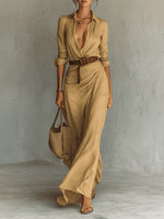 Robe Longue Asymétrique à Ceinture pour Femmes - Emilia Lane