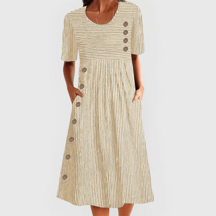 Robe longue boutonnée avec poches pour femmes - Emilia Lane
