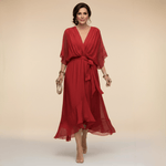 Robe Longue en Chiffon à Manches Chauve - Souris pour Femmes - Emilia Lane