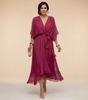 Robe Longue en Chiffon à Manches Chauve - Souris pour Femmes - Emilia Lane