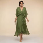 Robe Longue en Chiffon à Manches Évasées pour Femmes - Emilia Lane