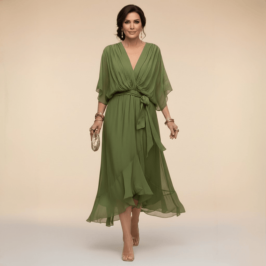 Robe Longue en Chiffon à Manches Évasées pour Femmes - Emilia Lane